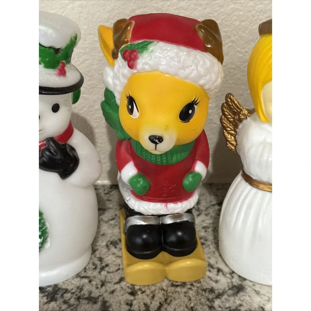 Plastic Blow Mold Snowman, Santa, Angel, Reindeer, Gnome 10-11